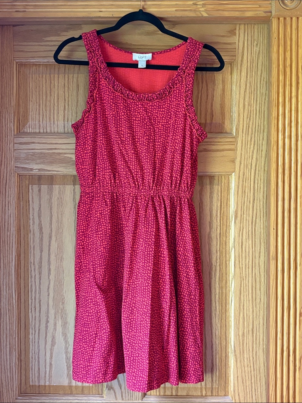 LOFT Red Sleeveless Dot-Print Day Dress